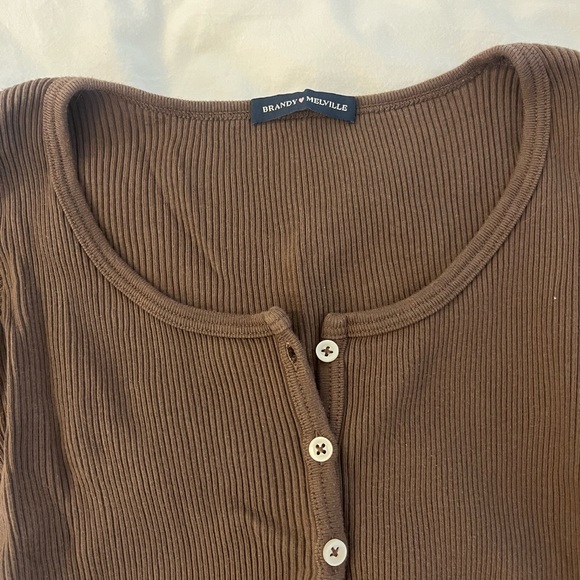 Brown Brandy Melville Button Up Longsleeve - Picture 2 of 2